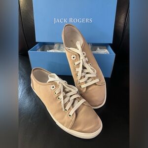 JR Lia satin sneakers 10 champagne platinum tennis shoes Jack Rogers jacks